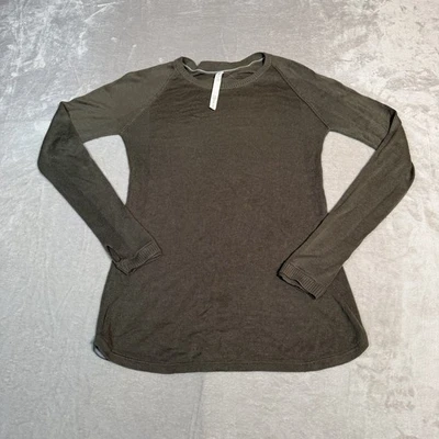 Lululemon Sweater Womens 10 Green Sit In Lotus Merino Wool Pullover Knit Casual - Image 1 of 4