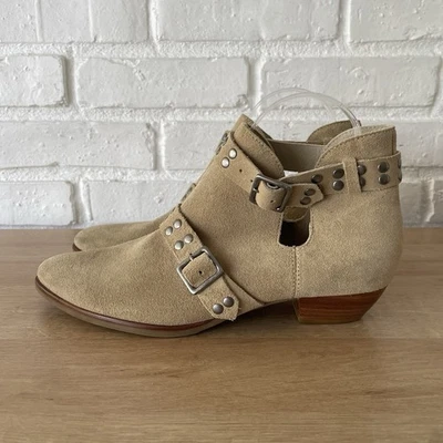 Botines occidentales Matisse Neil punta con hebilla gamuza tostado tacón talla 8 nuevos Foto 1 de 4