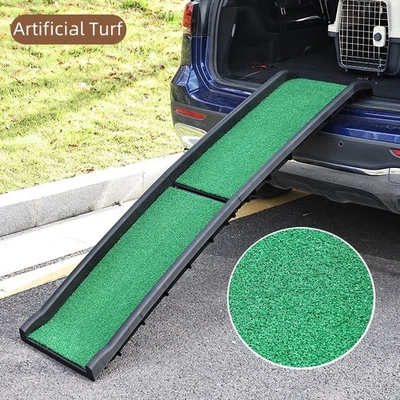 Rampa para mascotas con césped polivinílico - Rampa plegable portátil para perros para automóviles, SUV y camiones Foto 1 de 4