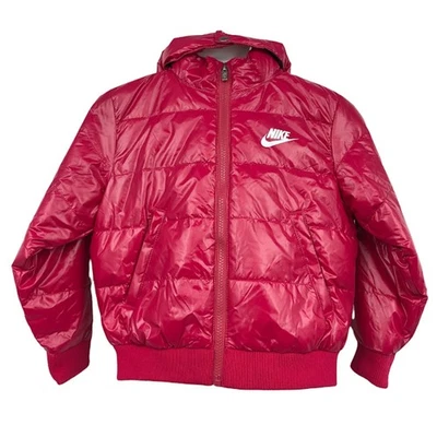 Nike Kids Unisex Full-Zip Puffer Jacket 4T Hooded Front Pockets Pink NWT - Image 1 of 4