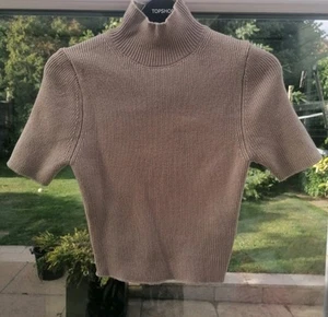 Zara High Neck Short-Sleeved Jumper in Beige, Size S - Picture 1 of 3