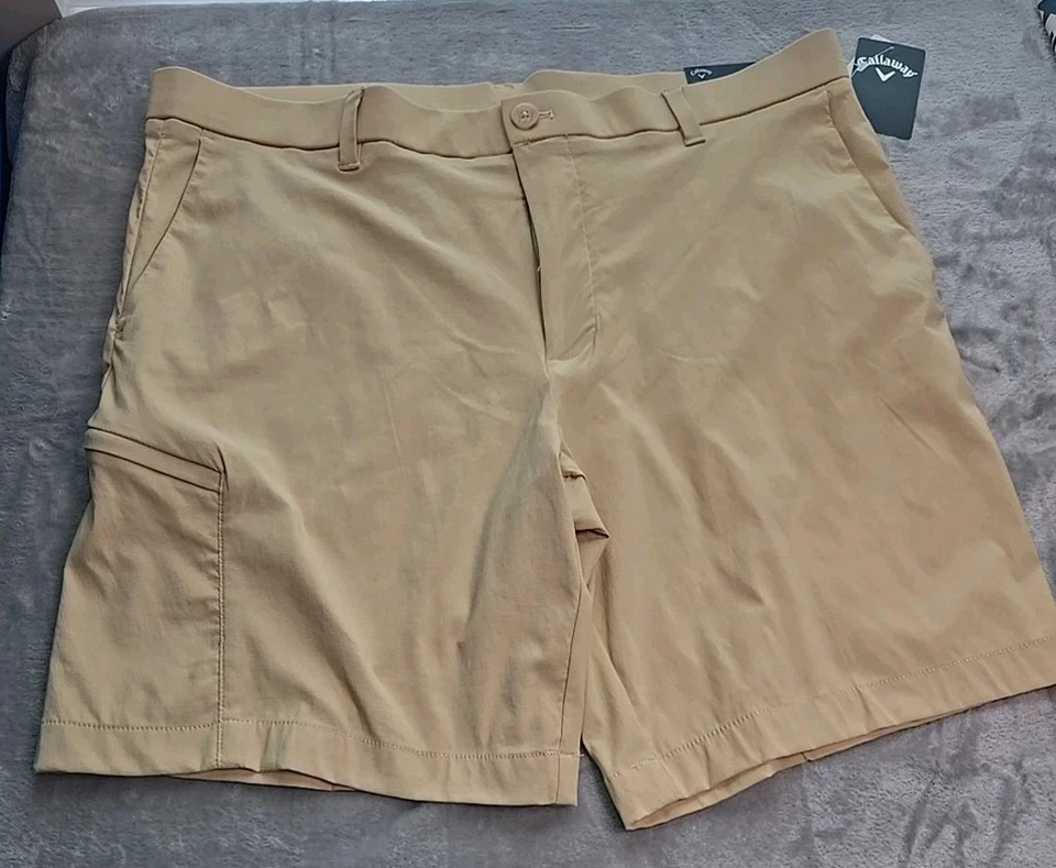 Callaway Golf Shorts Mens Size 38 Khaki Performance Stretch Flat Front 9" Inseam