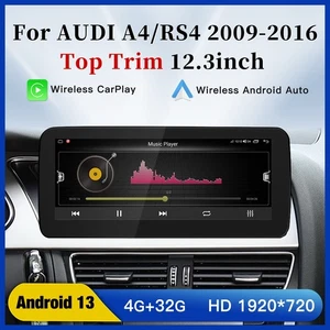 12.3" Autoradio Apple Wireless Carplay 4+32GB Touchscreen Für Audi A4 RS4 09-16 - Picture 1 of 14