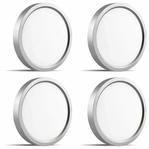 Luxrite 5 Inch LED Flush Mount Ceiling Light 4000K 600lm Dimmable Nickel 4-Pack - Picture 1 of 7