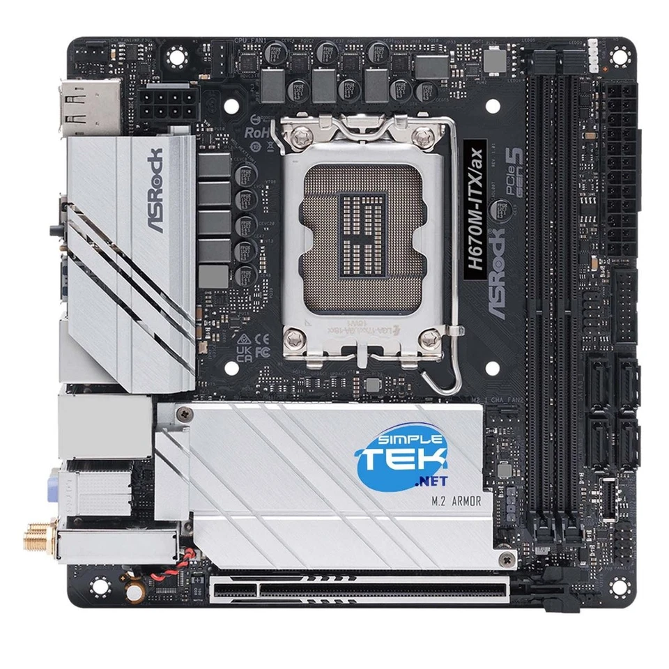 ASRock H670M-ITX/ax Intel LGA 1700 Intel Celeron Intel 90-MXBHZ0-A0UAYZ