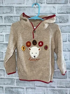 NUEVO CON ETIQUETAS GYMBOREE NIÑOS 18-24 MESES OSO POLAR SUÉTER CON CAPUCHA LÍNEA DE AVENTURA DE ALASKA - Imagen 1 de 2