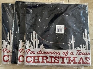 Set Of 4 St Nicholas Square Dreaming Of A Texas Christmas Blue placemat 15x15 - Picture 1 of 3
