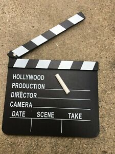 Movie/Film TV Slate Clapper Board Dry Erase Clapboard Wood Cut Action Scene