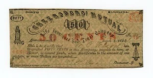 1862 50c Greensboro Mutual Life Ins. & Trust Co - NORTH CAROLINA Wallpaper Note - Picture 1 of 2