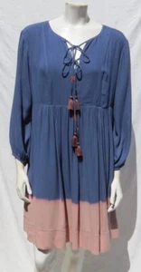 138 $ HOLDING HORSES Anthropologie US-Größe 6 S blau pink getaucht gefärbtes Bauernkleid - Bild 1 von 6