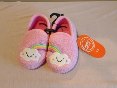 Wonder Nation Slippers Girls Size 7/8 Pink Rainbow Slip On  - Image 1 of 4