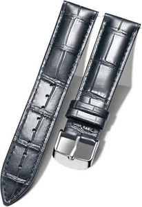 19mm Leather Watch Band Genuine Calfskin Tang Buckle Black Replacement Men Women - Picture 1 of 6