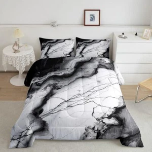 Marble Print Comforter Set Twin Size,Marbling Abstract Stone Texture Bedding ... - Picture 1 of 6