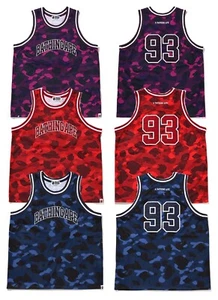 A BATHNIG APE Men's COLOR CAMO BASKETBALL TANK  TOP Purple/Red/Navy 1I30108019 - Picture 1 of 12