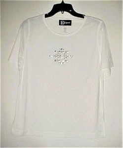 Darue Sport White Tee w/Silver Appliques Small NEW - Picture 1 of 1
