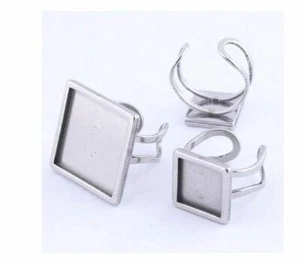 2 quadratische Ring Rohlinge 10x10|12x12| 20x20 mm Schiene verstellbar Edelstahl - Bild 1 von 3