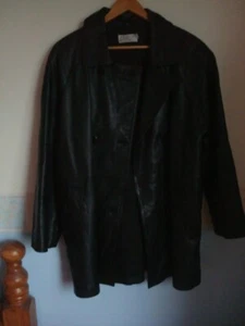 Women's Genuine Leather Black Coat/Jacket UK Size 10 - Picture 1 of 4
