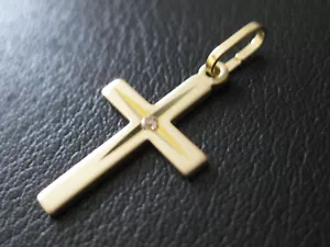 Kreuz aus 333 Gold Kettenanhänger Markenware 8 Karat mit 1 Zirkon Kruzifix /x474 - Bild 1 von 7