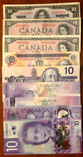 Canadian $10 bill package Including 9 bank notes from 1937 to 2018