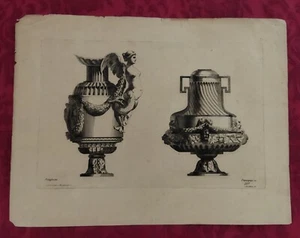 Gravures XIX siècle:Ornements - Vases par Péquégnot - Imagen 1 de 3