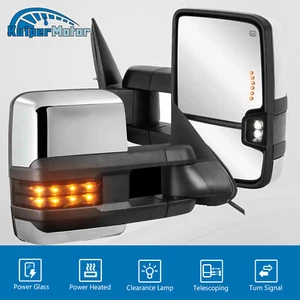 Par de espejos retrovisores de remolque cromados eléctricos térmicos para 03-06 Chevy Silverado GMC Sierra Yukon - Imagen 1 de 9