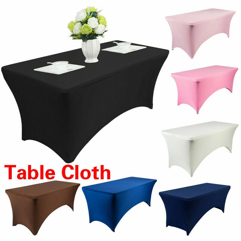 4/6FT Stretch Spandex Tablecloth Rectangular Table Cover Banquet Party Supplies - Image 1 of 4