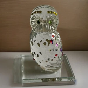 Judith Ripka Crystal Owl w/Multi Gemstones Paper Weight Signed - Picture 1 of 9