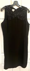 Armani Collezioni Silk Blend Dress Black Sequin Knee Length Party Dress Sz 12/48 - Picture 1 of 8