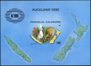 Neukaledonien 1990 Vögel Kagu Kiwi Block 10 Epreuve De Luxe BF 10 MNH / 166 - Bild 1 von 1