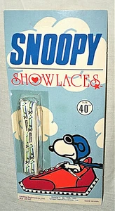 Vintage Pair of Snoopy Peanuts Flying Ace Shoe Laces 1982 NOS New MOC Size 40" - Picture 1 of 3