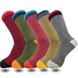 Calcetines de vestir a rayas Lavencious para hombre 5 pares de calcetines para hombre talla 10-13 - Imagen 1 de 7
