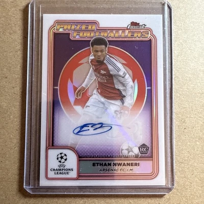 2024-25 Topps Finest UEFA Ethan Nwaneri Prized Footballers White Auto RC #PFA-NW - Image 1 of 2