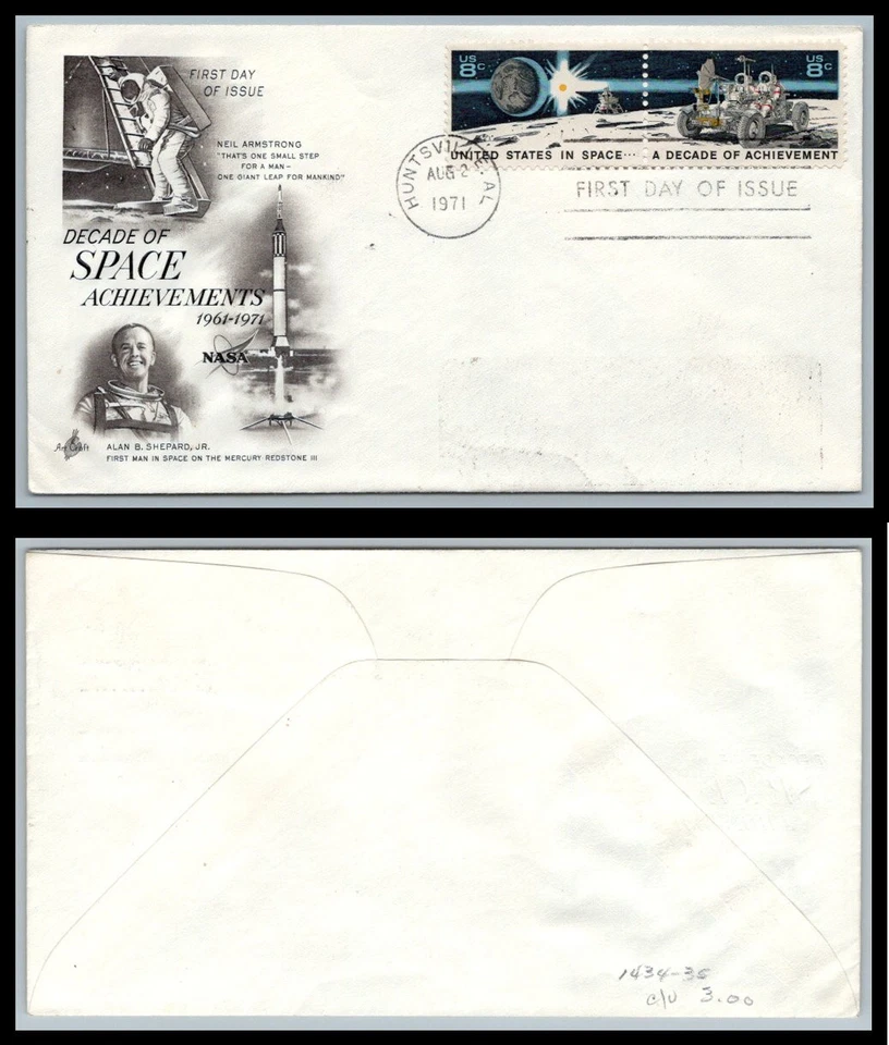 US FDC # 1434-1435 8c Space Achievments  ArtCraft S.Huntsville 1971, 9p8120 - Image 1 of 1