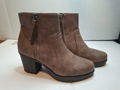 Botines de cuero Sugar Sgr-Shellbee tacón bajo bloque para mujer talla 8w Foto 1 de 4