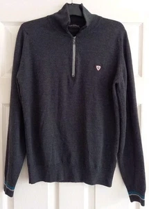 JOHN SMEDLEY MENS EXTRAFINE MERINO WOOL 1/4 ZIP GREY SWEATSHIRT PULLOVER SIZE M - Picture 1 of 9