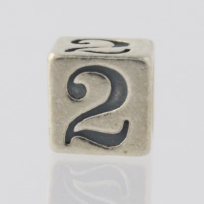 Berloque de contas bloco número 2 - Prata esterlina 925 símbolo da sorte fabricação de joias - Imagem 1 de 4