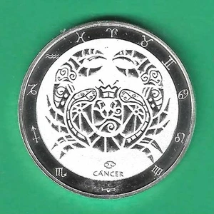 ZODIAC SIGN – CANCER. 999 SILVER ROUND - Picture 1 of 2