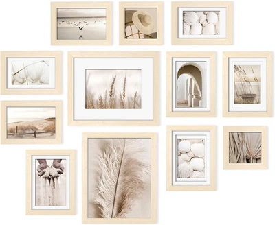 12件装相框套装适用于墙面和桌面,实木,有机玻璃保护套 — 第 1/4 张图片