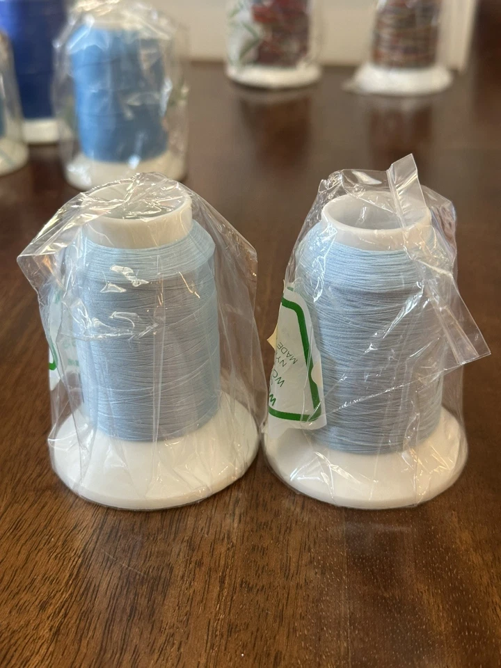 Woolly Lock Sewing Thread Lot Color BabyBlue Nylon 1000M Made In Japan -2 Spools - Image 1 of 1