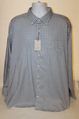 $160 Camisa Peter Millar Crown Lite Para Hombres 2XL Manga Larga Con Botones Azul Cuadros Foto 1 de 4