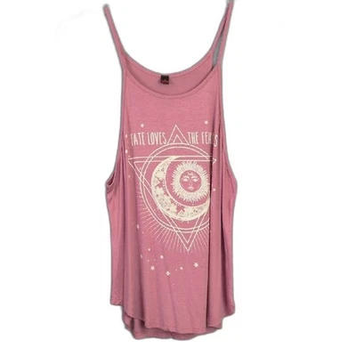 Fate Loves The Fearless Sun Moon Pink Tank Women's XL - Image 1 of 4