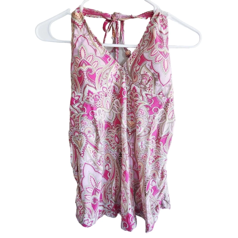 Old Navy Maternity Womens Sz S Tankini Swimsuit Top Pink Paisley - Image 1 of 3