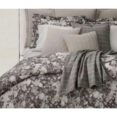 New Ralph Lauren Avery Floral Duvet Cover Queen/Full Charcoal Gray Luxury $425 - Image 1 of 4