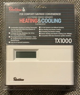 Robertshaw Lux Programmable Digital TX1000 Heat & Cool Thermostat Energy Manager - Image 1 of 4