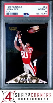 1996 PINNACLE ФОЛЬГА NO25 ДЖЕРРИ РИС 49ERS HOF POP 3 PSA 10 - Изображение 1 из 2