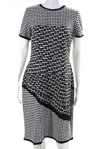Taylor Womens Houndstooth Print Knee Length Sheath Dress White Black Size 10 - Picture 1 of 5