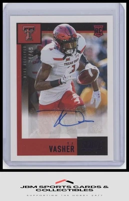 2021 Score Draft Picks #SA-TJV T.J. Vasher Rookie Autographs Purple #/49 - Image 1 of 2