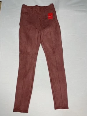 SPANX Women’s Faux Suede Leggings Rich Rose Seamed Stretch Size Medium NWT - Image 1 of 4