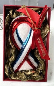 Waterford Breast Cancer Awareness Decorazione Natalizia Rosso Bianco Blu Nastro In Scatola - Foto 1 di 4