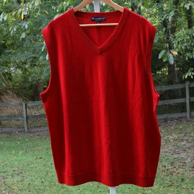 Hart Schaffner Marx Extra Fine Merino Wool Red Sweater Vest Mens Holiday  2XB - Image 1 of 4